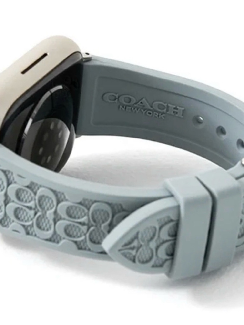 Coach Light Blue Silicone Smartwatch Strap with Signature Embossing